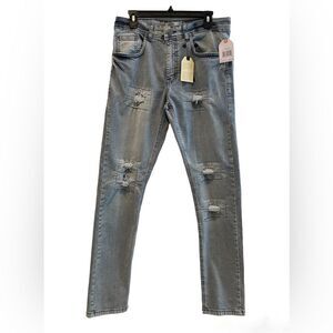 Trestles Supply Co. Distressed Stretch Denim Straight Fit Jeans Blue Size 32 NWT